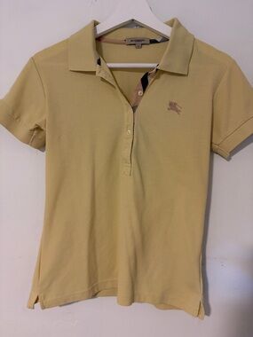 Burberry Women's Light Yellow Polo with Signature Embroidery